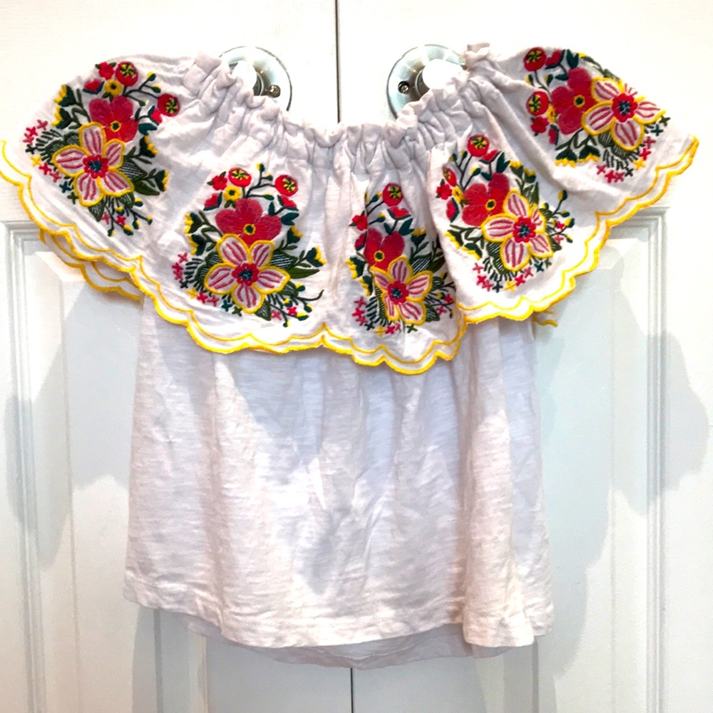 Off the shoulder Summer Embroider flower tube top